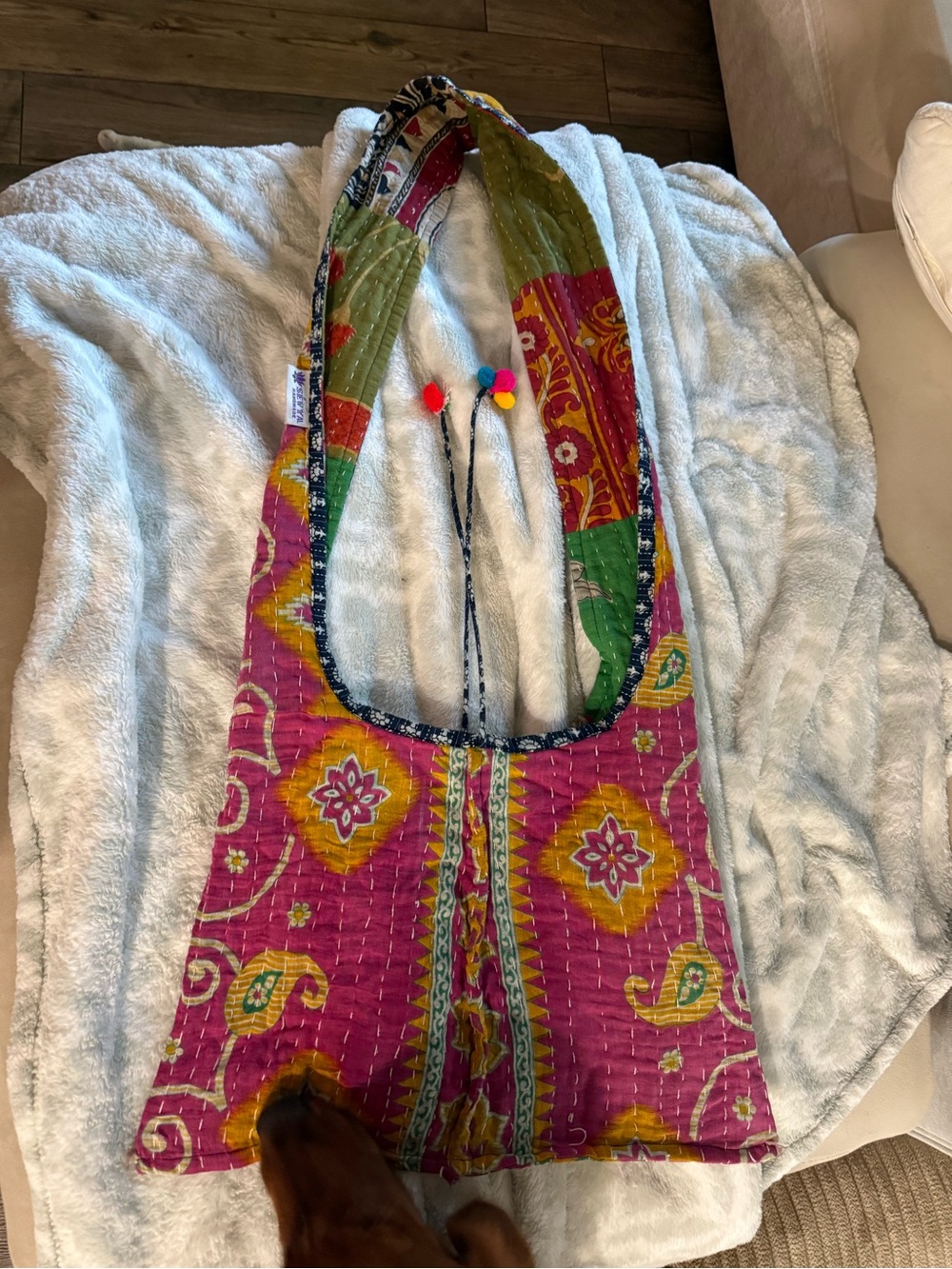 Sevya handmade Bohemian Quilted Sling Bag in Fuchsia and Gold